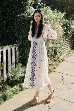 Shop the Embroidered Fable Dress. Spring Dresses Casual, Mama Mia, Embroidered Maxi Dress, Beauty Dress, Kurti Designs, Spring Dresses, Indian Outfits, Indian Fashion