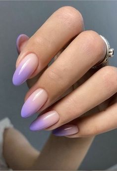 Ombre Nail Colors, Violet Nails, Unghie Sfumate, Purple Nail Designs, Ombre Nail Designs, Oval Nails, French Tip Nails