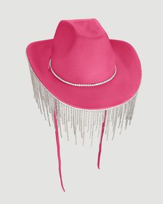 Pink Diamonte Fringe Cowgirl Hat �– Gigi & Olive Fringe Cowgirl Hat, Disco Rodeo, Bow Gloves, Bow Veil, Barbie Bachelorette, Last Disco, Themed Bachelorette, Disco Cowgirl, Barbie Theme