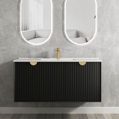 Otti Australia-Otti Marlo 1200mm Wall Hung Vanity Matte Black - Brand_Otti Australia Bathroom Tallboy, Drawer Mechanism, Drawer Runner, Bathroom Improvements, White Wall Hanging, Black Shelves, Ideal Bathrooms, Flat Stone, Black Vanity