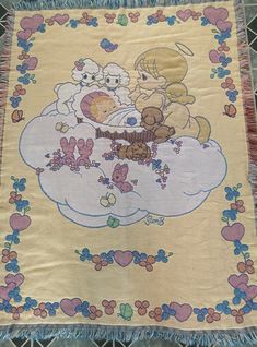 Vintage RARE Precious Moments Blanket 55" x 42" Precious Moments Blanket, Precious Moments Nursery, Cute Blankets, Retro Baby, Precious Moments Figurines, Room Deco, Cute Room Ideas, Dream Baby, Thrift Store Finds