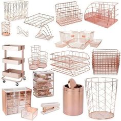 several different types of storage baskets and bins