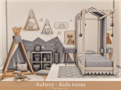 a child's bedroom with toys and decor