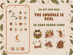 the app icon pack for the snuggle is real, which includes hand drawn icons