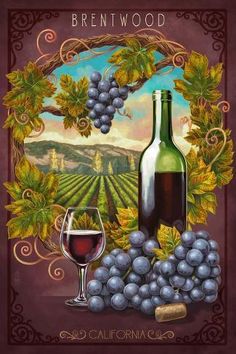 a painting of wine and grapes with the words remecola written on it