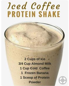 iced coffee protein shake recipe on the app store's mobile phone screen, with instructions for how to make it