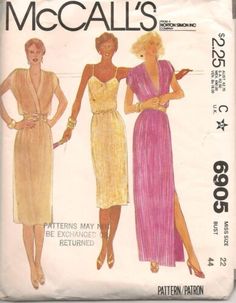 McCall's Misses Pullover Dress/Slip or Slip-Dress Pattern, #6905,Size 22,cut | eBay Slip Dress Pattern, Disco Dress, Bodice Dress, Essential Dress, Miss Dress, Maxi Slip Dress, 70s Dress, Sewing Pattern Sizes, Summer Party Dress