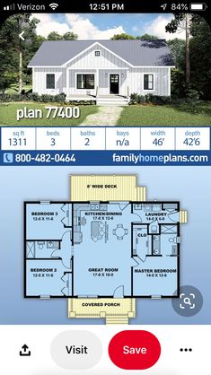 the floor plan for this house is shown on an iphone screen, and it's also