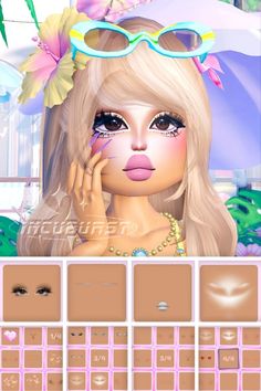 Custom Makeup Dti Ideas Gyaru, Dti Makeup Faces Gyaru, Gyaru Makeup Ideas, Gyaru Dti Face Combo, Gyaru Face Dress To Impress, Dti Custom Face Idea Gyaru, Dti Gyaru Makeup, Gyaru Makeup Dress To Impress, Makeup Dti Ideas