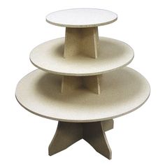 three tiered cake stand on white background