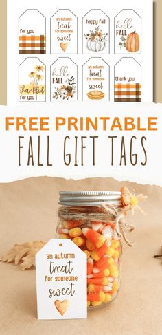 free printable fall gift tags in a mason jar