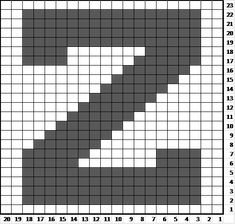 a cross stitch pattern with the number two in white and gray, as well as numbers