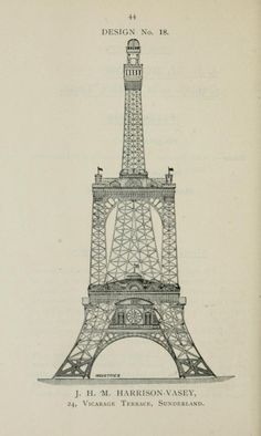 an architectural drawing of the eiffel tower in paris by j h harrison - sassy