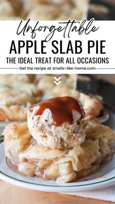 apple slab pie on a plate with the title above it