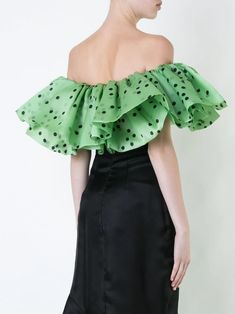 Shop Bambah double ruffle top with Express Delivery - FARFETCH Chic Ruffled Silk Chiffon Blouse, Elegant Voluminous Tops With Ruffles, Elegant Voluminous Ruffled Tops, Summer Cocktail Top With Ruffles, Summer Organza Blouse With Ruffles, Silk Ruffle Blouse For Party, Silk Ruffled Blouse For Party, Green Silk Top For Evening, Elegant Ruffled Tops For Cocktail