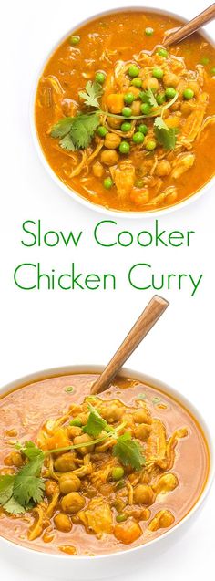 two bowls of slow cooker chicken curry