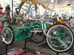 several bicycles are on display in a tent