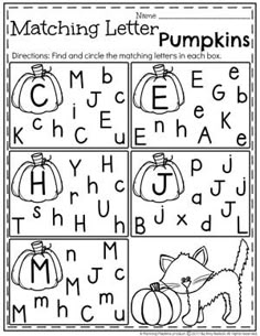 a printable worksheet for the letter pumpkins