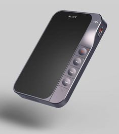 an image of a cell phone that is in the air with buttons on each side