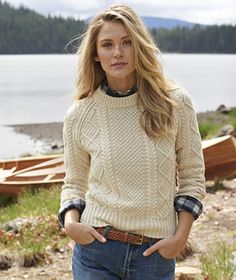 Signature Cotton Fisherman Sweater Pijamas Women, Estilo Preppy, Fisherman Sweater, Preppy Outfits, Ll Bean