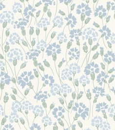 a blue and green floral wallpaper pattern