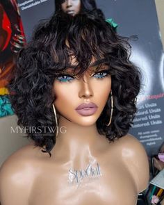 Lace With Bangs, Wavy Bob With Bangs, Curly With Bangs, Hairstyles Wig, Hair Pins Diy, Wavy Wig With Bangs, Invisible Lace, Bangs Hairstyles, Wavy Bob