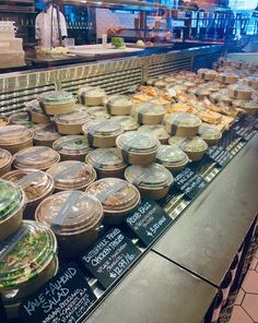 a display case filled with lots of different types of food