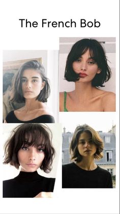 French Style Bob Haircut, French Bob Hairstyles With Bangs, Short Hair French Style, French Bob On Oval Face, Short Hair French Bangs, French Bob Long Bangs, French Hair Bob, French Bob For Square Face, French Bob With Wispy Bangs