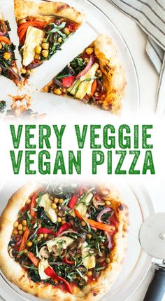 very veggie vegan pizza on a white plate