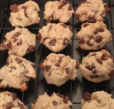 chocolate chip cookies cooling on a rack in the oven, ready to go into the oven