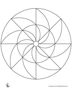 a circular design with four intersecting lines in the middle and one point at the center