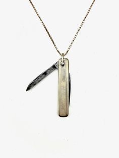 Hilda Knife Necklace - Stone Cooper Vintage Pocket Knife Antiques, Antique Pocket Knife, Vintage Pocket Knife, Pocket Knife Necklace, Pinterest Wardrobe, Knife Necklace, Clean Sterling Silver, Secret Pocket, Jewelry Cleaning Solution