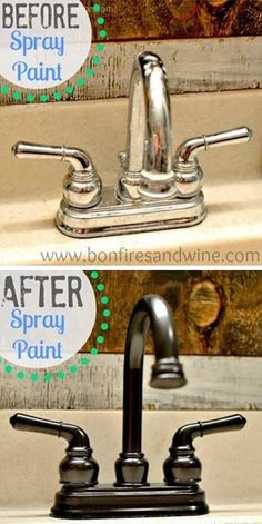 the before and after pictures of a bathroom faucet