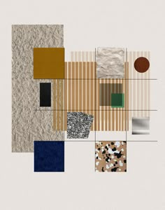 an abstract painting with squares, rectangles, and other objects on it's surface