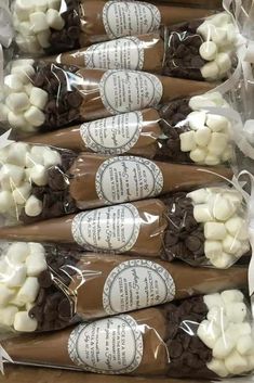 chocolate and marshmallows wrapped in cellophane