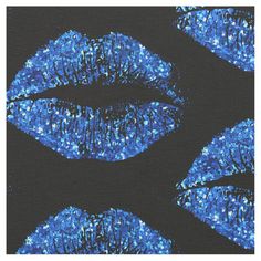 blue glitter lips on black background