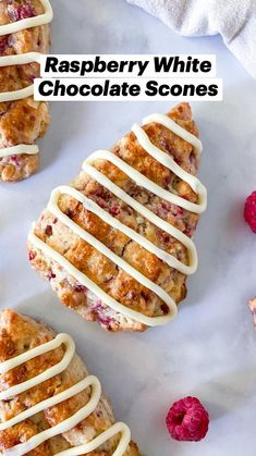 raspberry white chocolate scones with icing on top