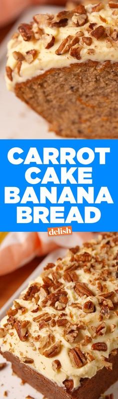 carrot cake banana bread with cream cheese frosting