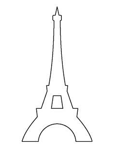 the eiffel tower is shown in black and white, as well as it's outline