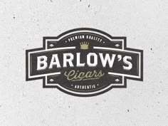 the logo for barlow's cigars is shown in black on white paper