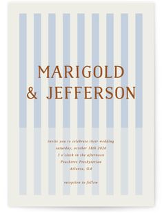 a wedding card with the words, marriage and jefferson on it's front cover