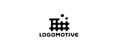 a black and white logo with the word logomote written in bold font on it