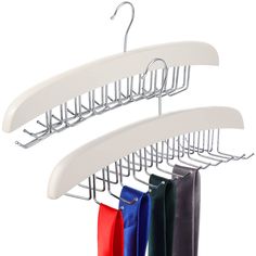 PRICES MAY VARY. Chic design: these wooden tie belt racks are designed with 24 polished hooks which are easy for organizing your belts or scarves, and 360 degrees swivel hook on top can be removable and hung over your closet rod Organize your space: these multi-purpose hanger organizers will line up your belts, belts, scarves, or shoulder crossbody bags for a neat look in your closet; Not only does it give you a practical function, but it also brightens your mood Quality material: these adjustab Tie Organizer, Wooden Tie, Belt Rack, Tie Hanger, Belt Hanger, Tie Organization, Tie Rack, Women Bras, Belt Holder