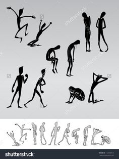 the silhouettes of people doing different poses