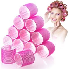 Size: Comes with 1.73-inch 12 pieces and super sizes 2.36-inch 12 pieces, you can create big, bouncy salon-style curls. No require the use of pins or clips as the Velcro holds the hair and roller in place. Various hairstyles: Curly hair wave, water hair wave, body hair waves small or bigger. For most hairstyles, you can do as you like. Warm tips: Recommend use when the hair is half dry. If the hair is dry, spray a little water, with a hair dryer, and the effect is better. Multi-function usage: T Rollers In Hair, Roller Set Hairstyles, Big Hair Rollers, Quick Curly Hairstyles, Fluffy Curls, Hair Curlers Rollers, Heatless Hair Curlers, Roll Hairstyle, No Heat Hairstyles