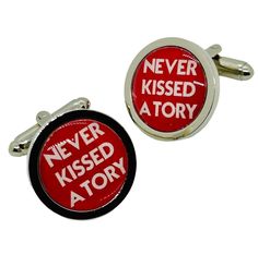 NEVER KISSED A TORY CUFFLINKS High quality chrome T-bar cufflinks. Resin domes over the image lense the effect and make it really stand out. These fantastic cufflinks come ready presented in smart gift box - an ideal gift that's all ready to give! (note: Any white marks on the photo are reflections from the window when taking the pic!) More cool jewellery and accessories available so do take a look at my other items! Smart Gift, White Mark, The Window, Stuff To Do, Jewellery And Watches, Ideal Gift, Cufflinks, Mens Jewelry, Gift Box