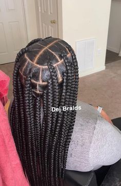 Jumbo Knotless Box Braids With Dramatic Edges, Extreme Vilonce Mod, Singles Hairstyles Braids, Large Knotless Braids Hairstyles, Stitch Braids With Design, Hairstyles School, Big Box Braids, Single Braids