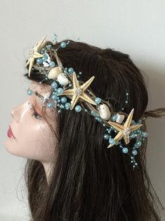 Beach Wedding Tiara, Starfish Headpiece, Seashell Headband, Mermaid Bachelorette, Seashell Crown, Hair Tiara, Mermaid Crown, Quinceanera Hairstyles, Mermaid Diy