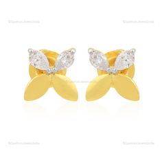 Get this exotic and trendy 18k Yellow Gold Earrings studded with Diamond that will provide you a classy look. Flaunt your style and fashion with this stunning ornament. ✧✧Welcome To Our Shop Spectrum Jewels India✧✧ ""Diamond Stud Earrings For Her, 18k Yellow Gold Floral Earrings Jewelry, Natural Brilliant Cut Diamond Dainty Earrings For Wedding Gift"" ★PRODUCT SPECIFICATION★ * ITEM CODE - SEE-16230 (SEE-1630E) * EARRING LENGTH - 10 Millimeters Approx * EARRING WIDTH - 10 Millimeters Approx * MET Earrings For Wedding, Gift Product, Diamond Stud Earrings, Yellow Gold Earring, Diamond Stud, Dainty Earrings, Gold Floral, Floral Earrings, Gold Earrings Studs