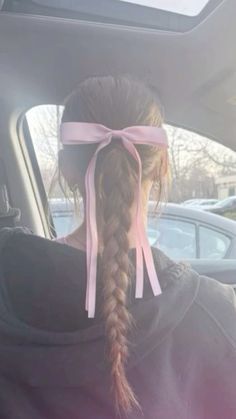 Braid With Bow At The End, Pretty Hairstyles For Long Hair, Braids With Ribbon, Back To School Hair, Cheer Hair, Sport Hair, Fairy Hair